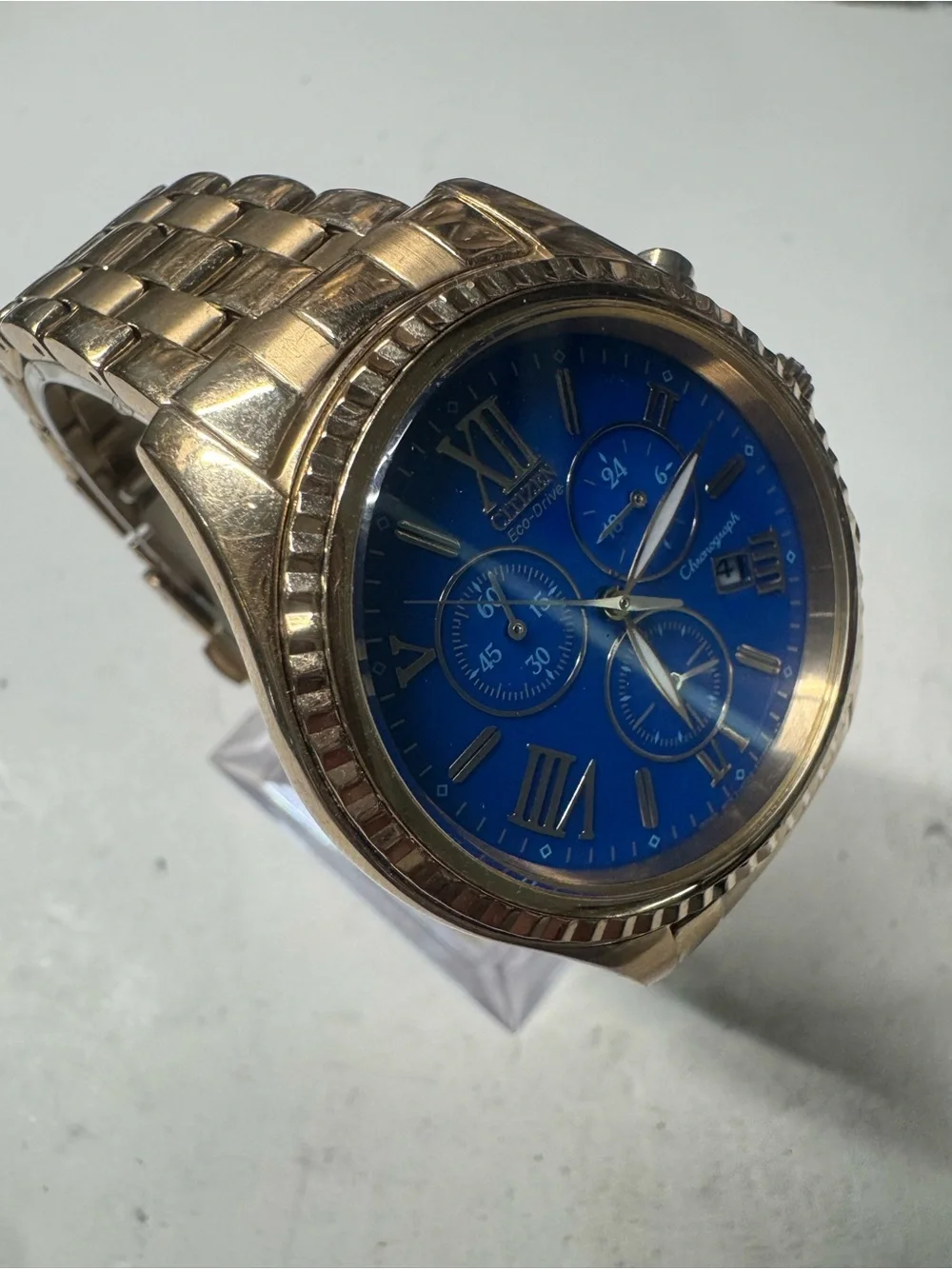Citizen Gold-Tone Chronograph Watch with Blue Dial